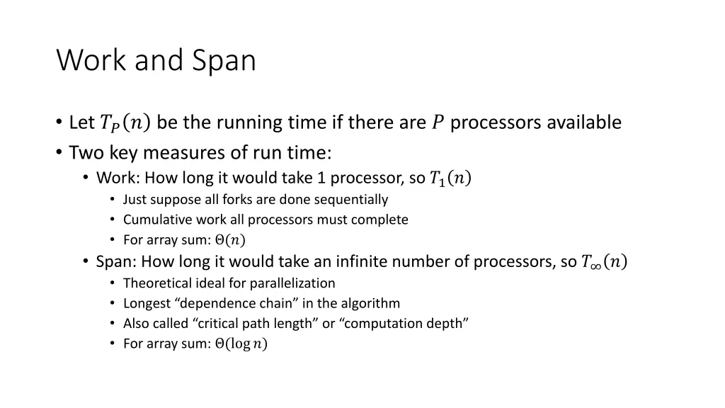 work and span