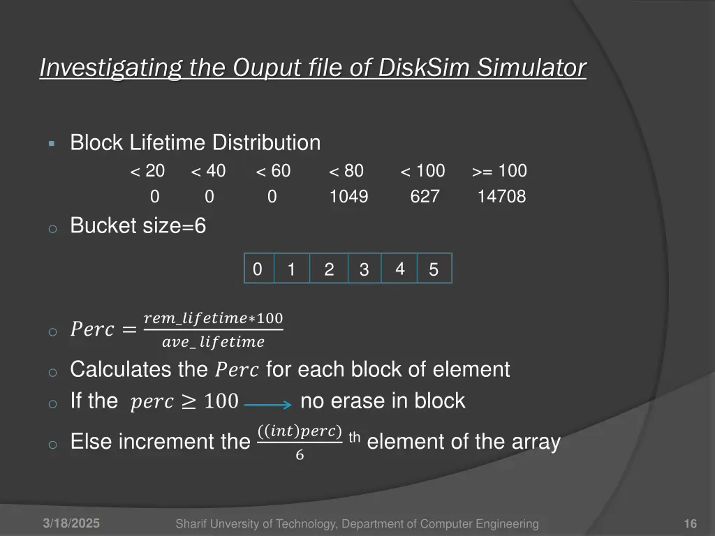 investigating the ouput file of disksim simulator 2