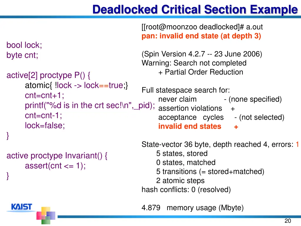 deadlocked critical section example