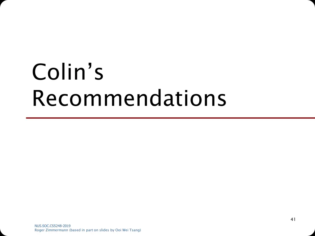 colin s recommendations