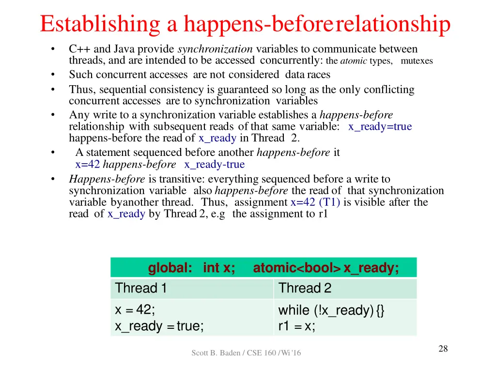 establishing a happens beforerelationship