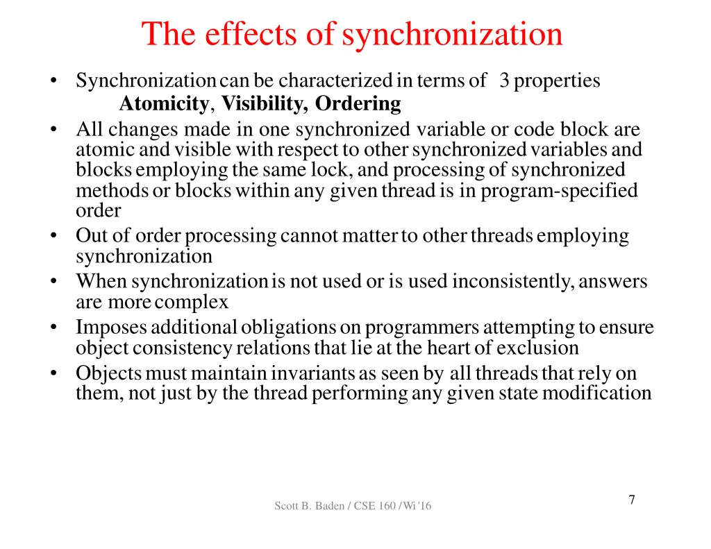 the effects ofsynchronization