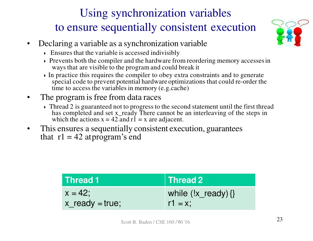 using synchronization variables to ensure