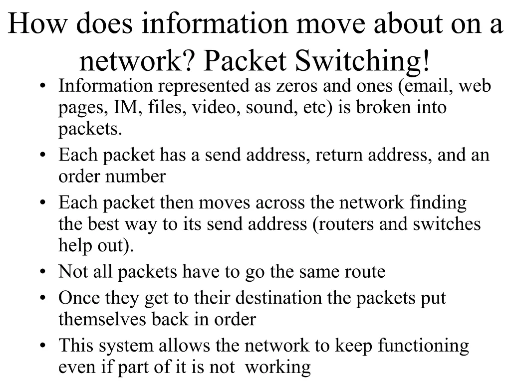 how does information move about on a network