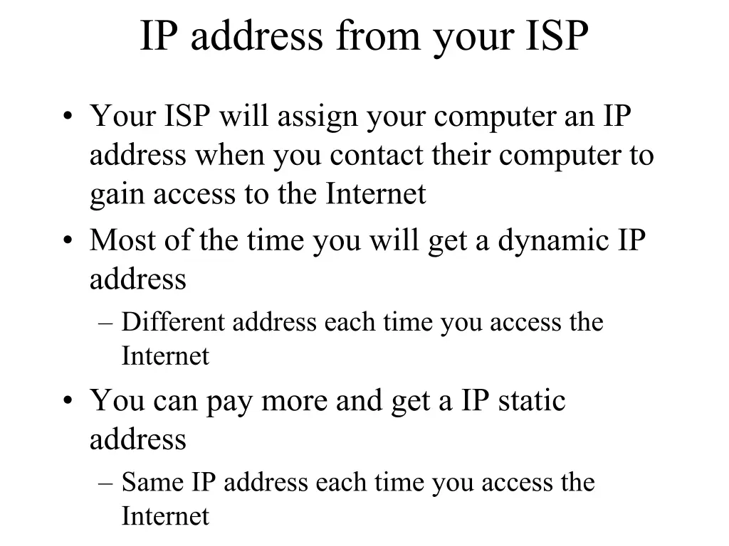 ip address from your isp