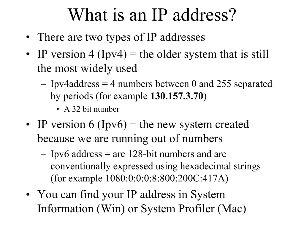 what is an ip address there are two types