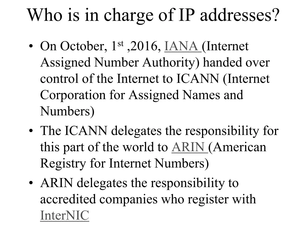 who is in charge of ip addresses