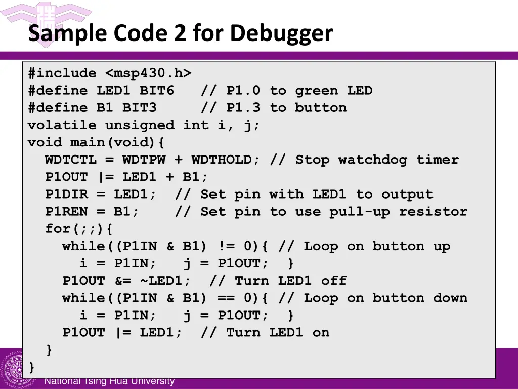 sample code 2 for debugger