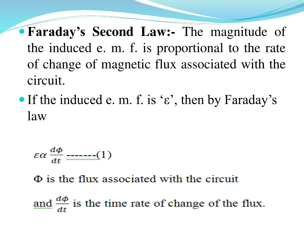 faraday s second law the magnitude of the induced