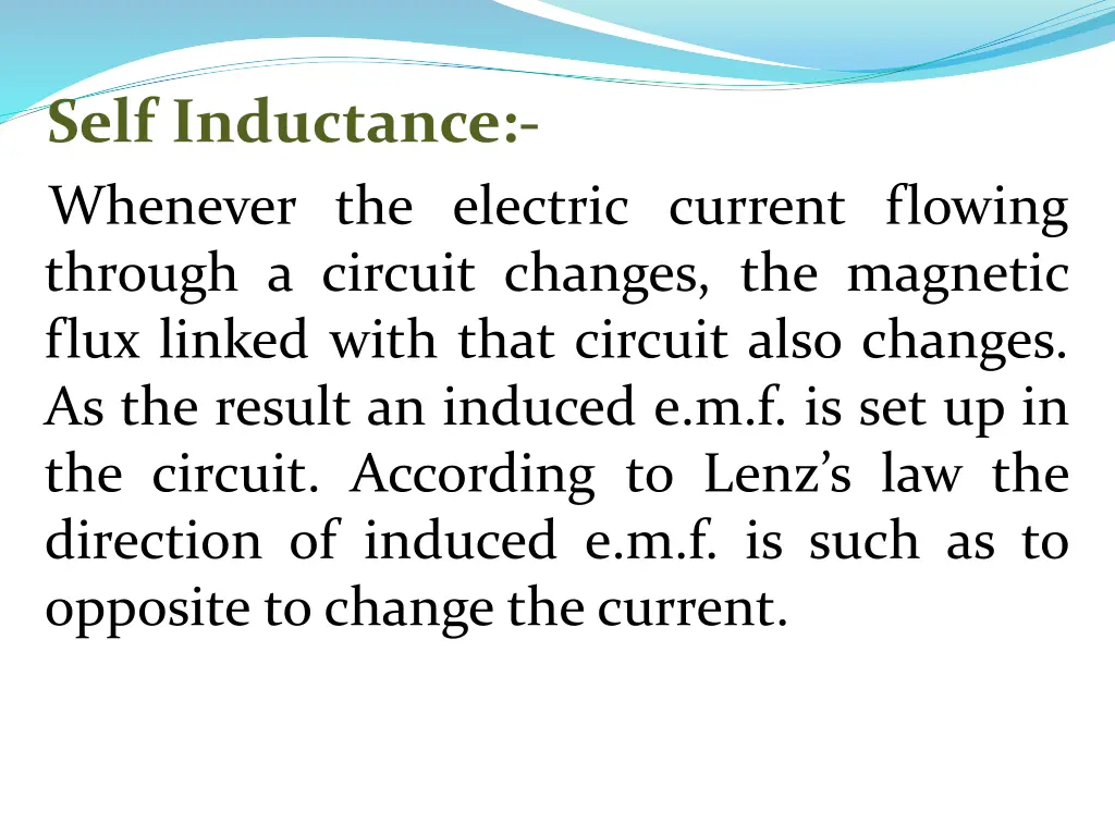 self inductance whenever the electric current