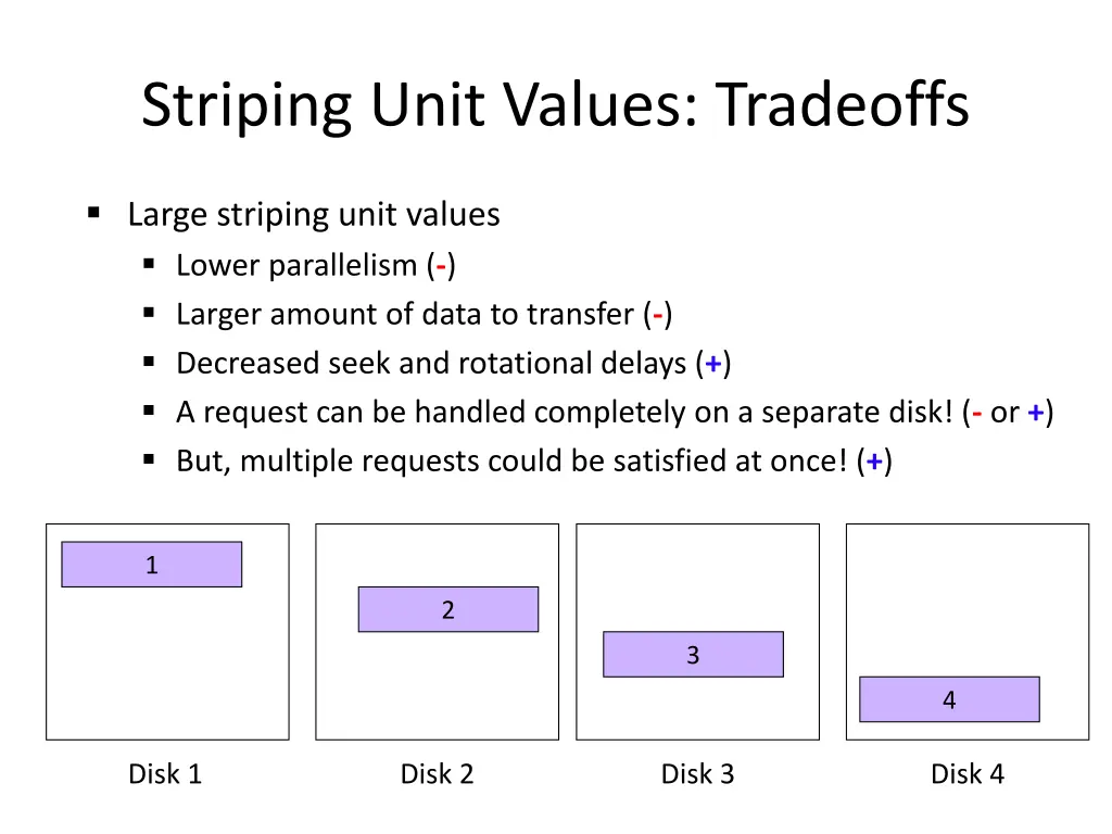 striping unit values tradeoffs 1