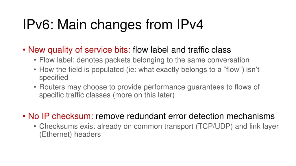 ipv6 main changes from ipv4 1