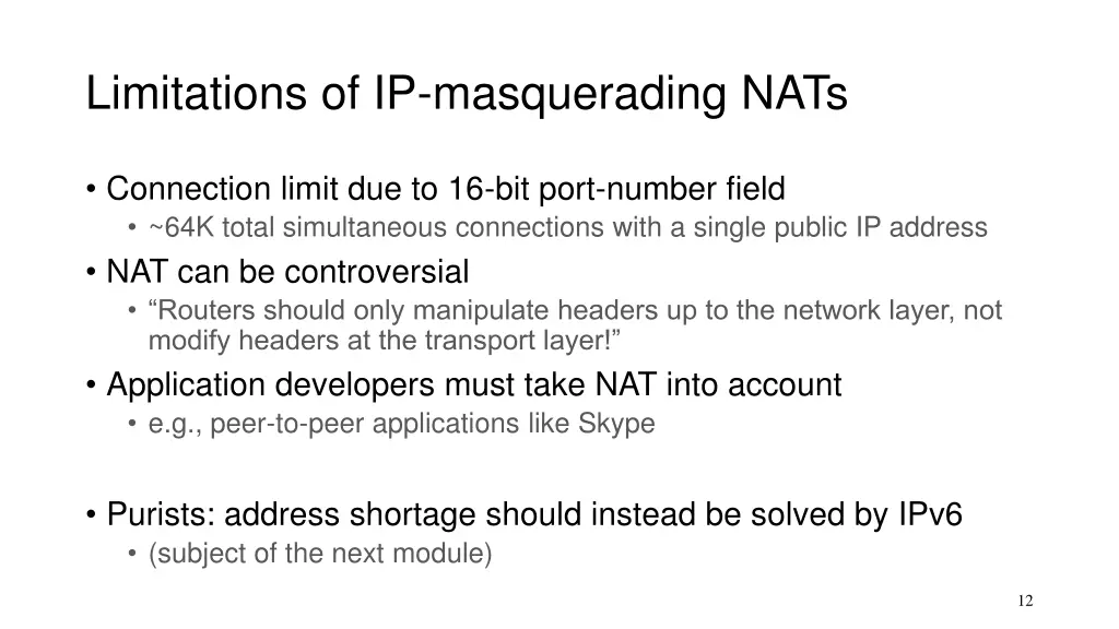 limitations of ip masquerading nats