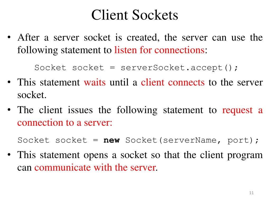 client sockets