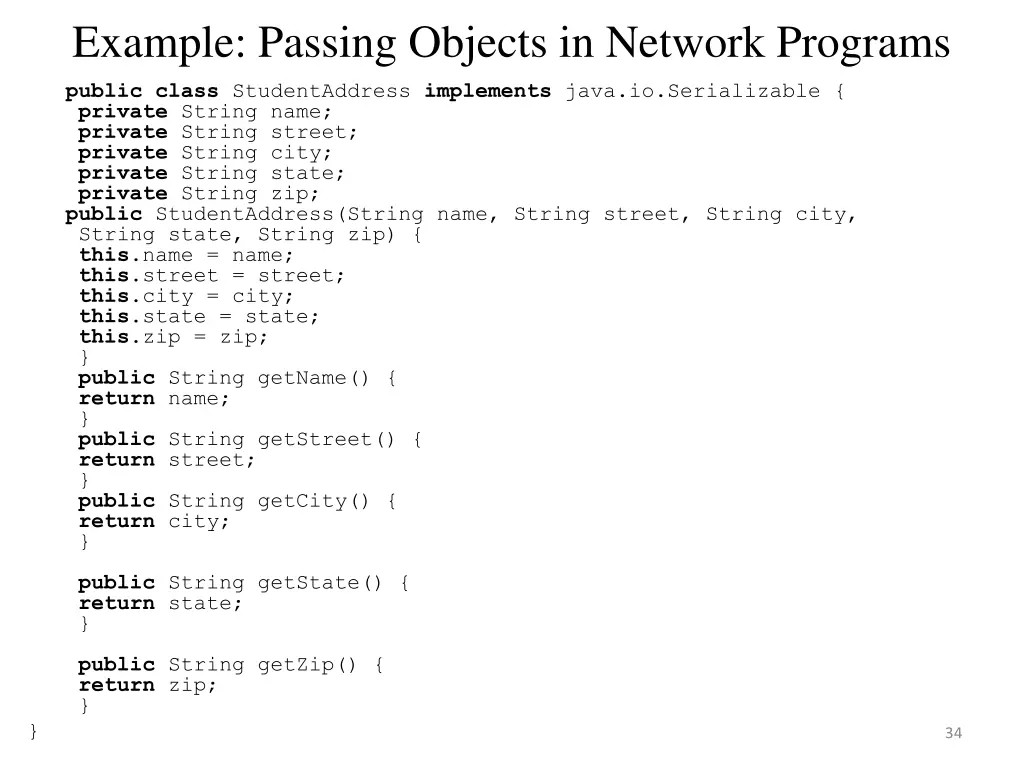 example passing objects in network programs 1