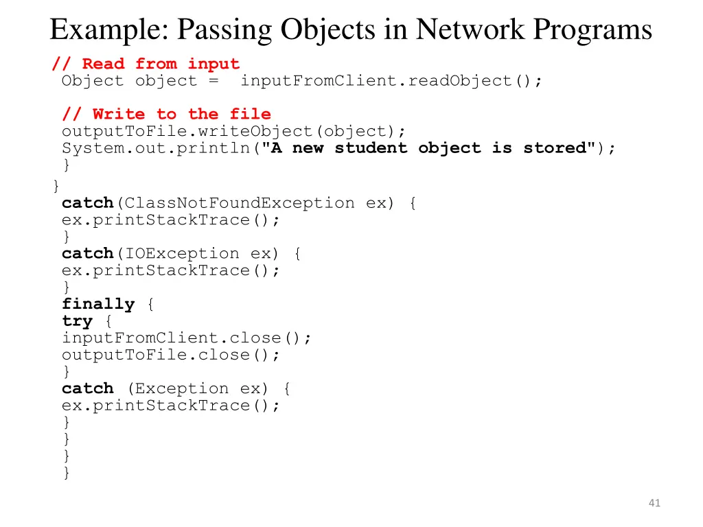 example passing objects in network programs 8