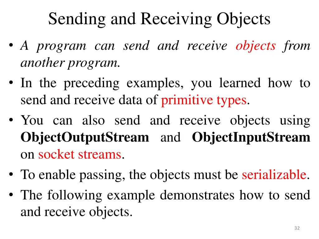 sending and receiving objects