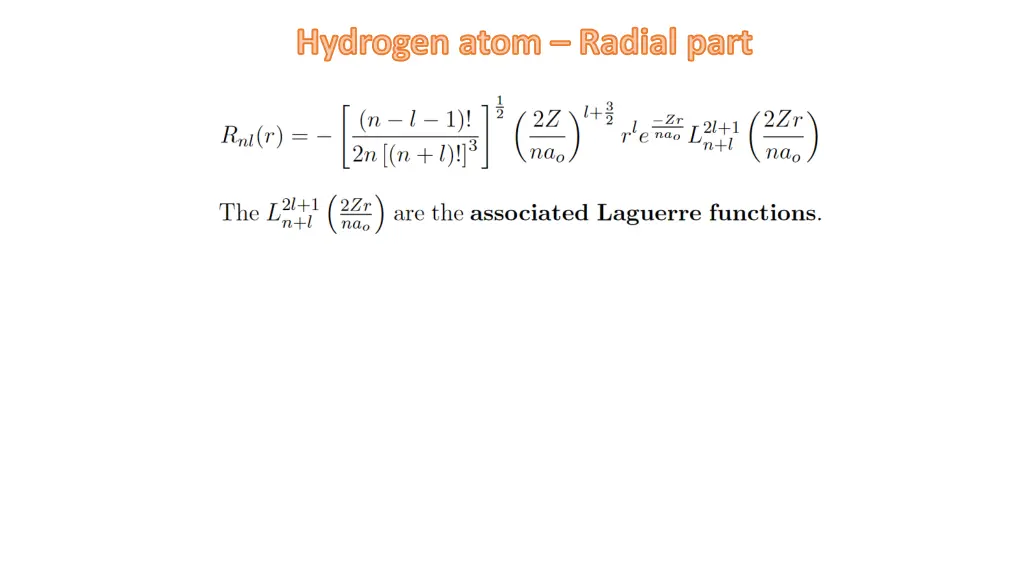 hydrogen atom radial part