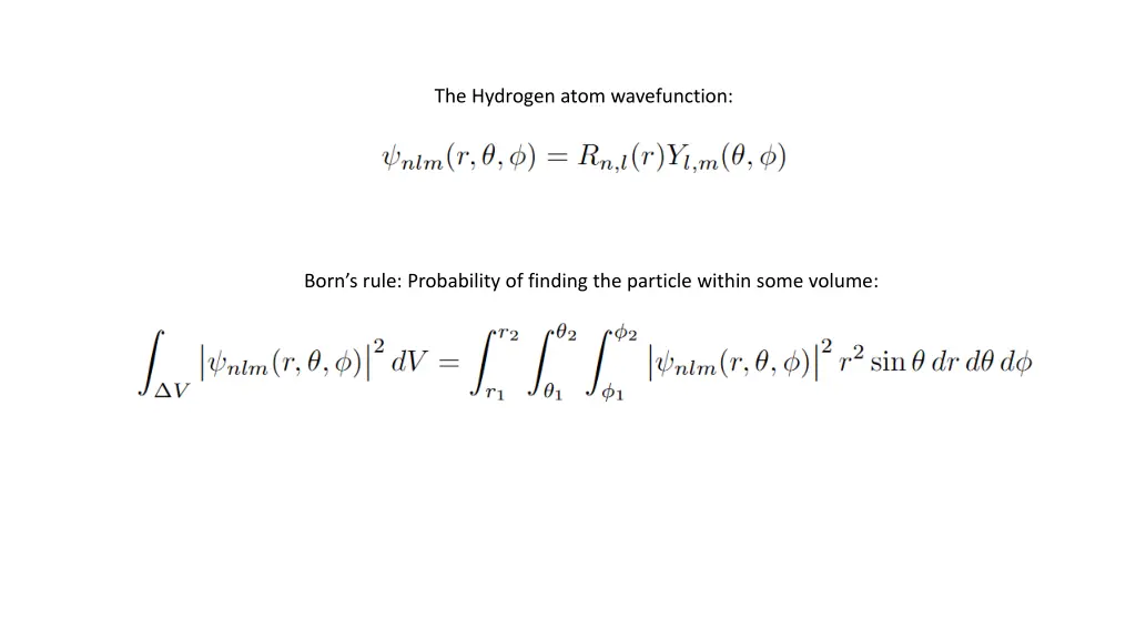 the hydrogen atom wavefunction