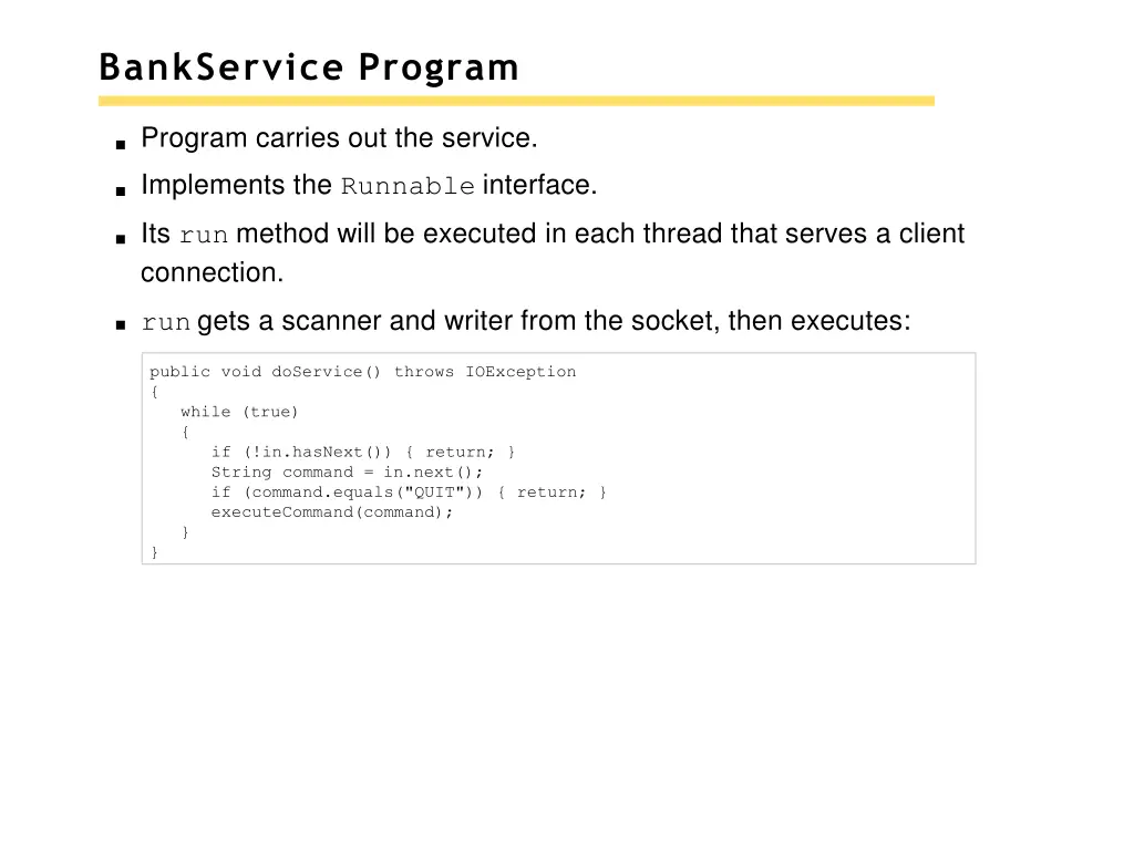 bankservice program