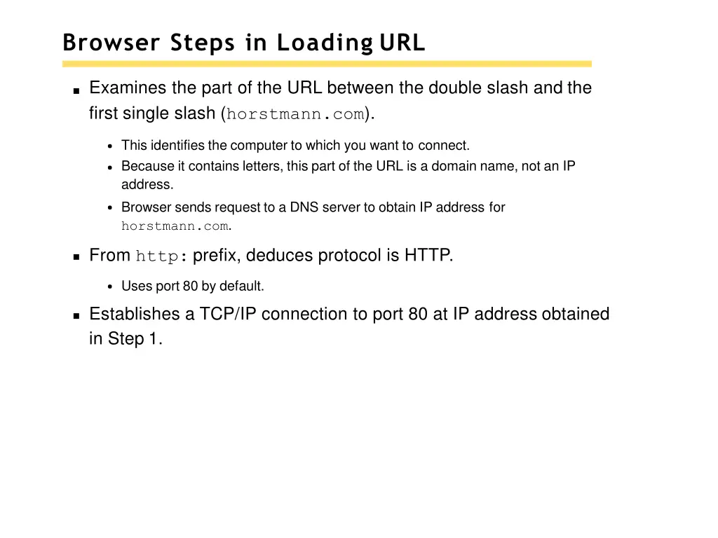 browser steps in loading url