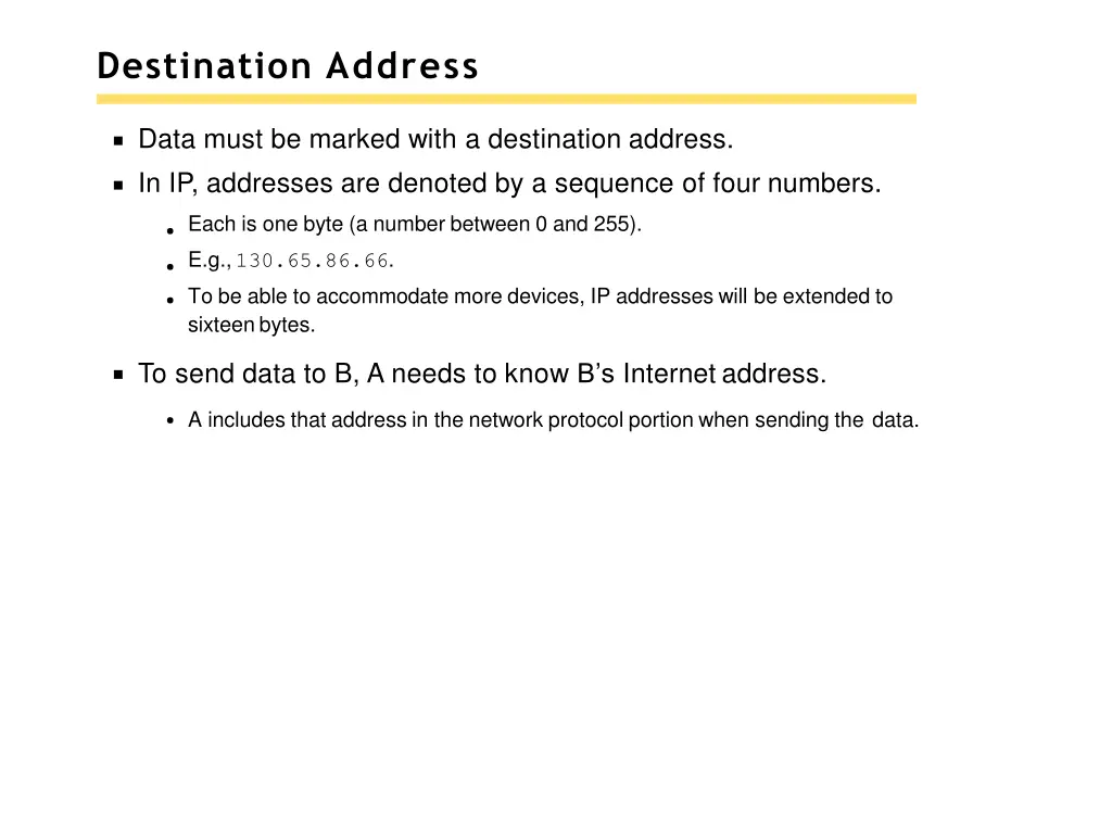 destination address