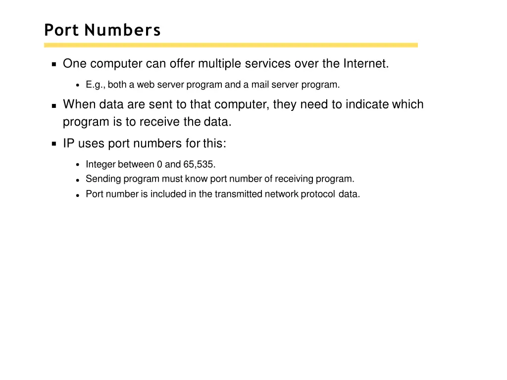 port numbers