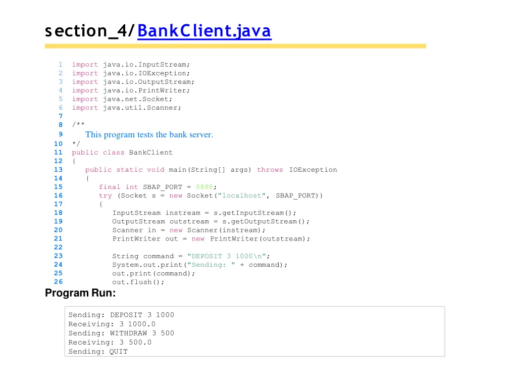 section 4 bankclient java