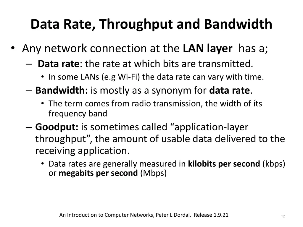 data rate throughput and bandwidth