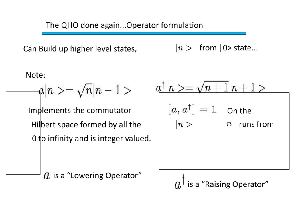 the qho done again operator formulation 4