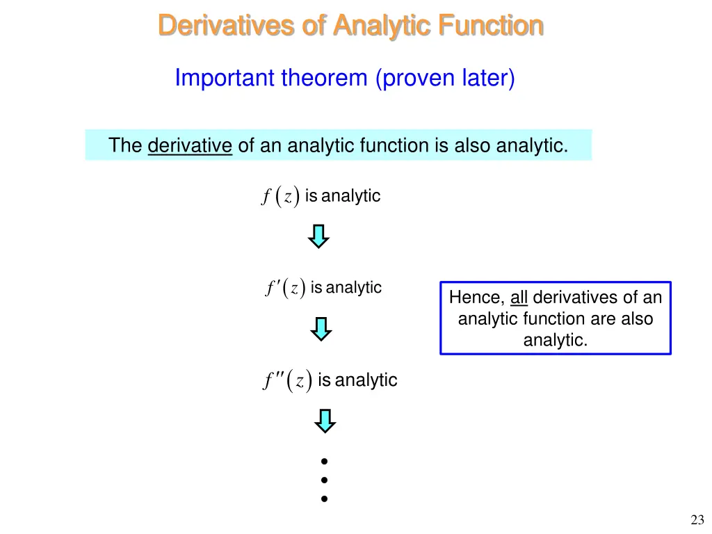 derivatives of analytic function
