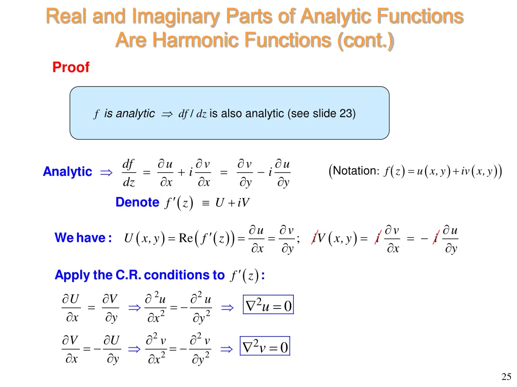real and imaginary parts of analytic functions 1