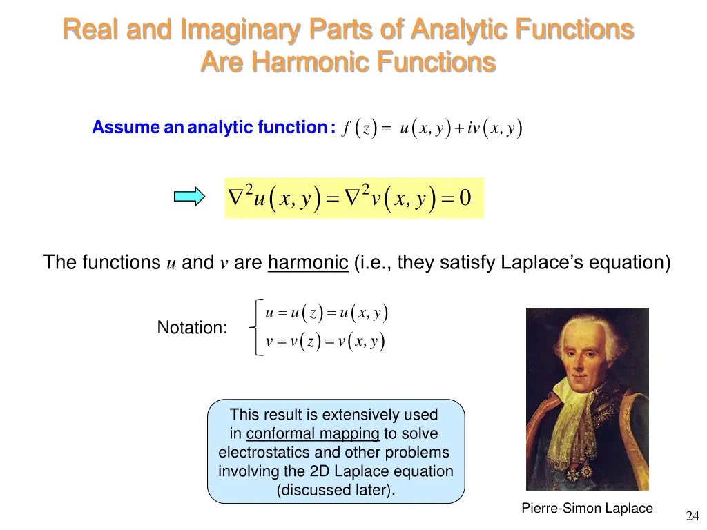 real and imaginary parts of analytic functions