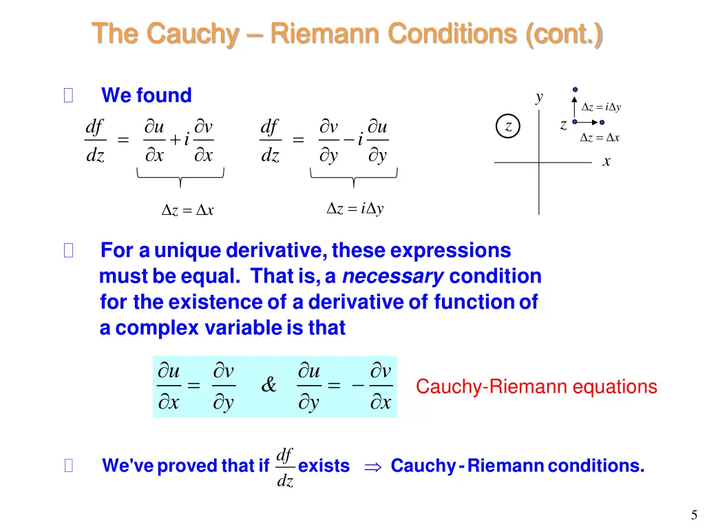 the cauchy riemann conditions cont