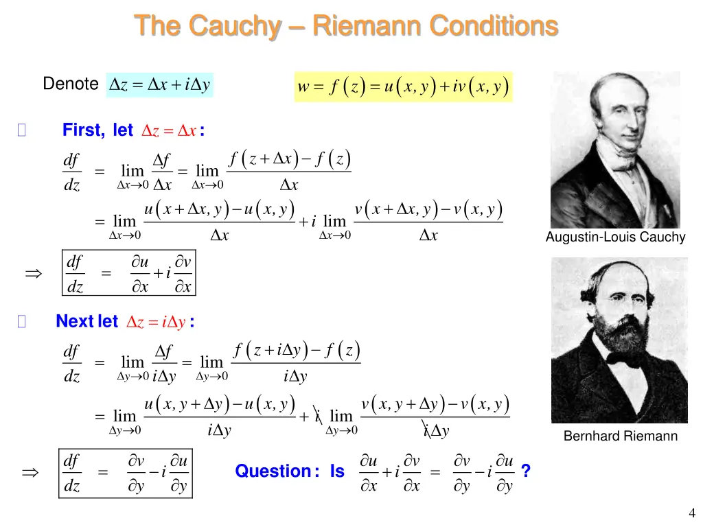 the cauchy riemann conditions
