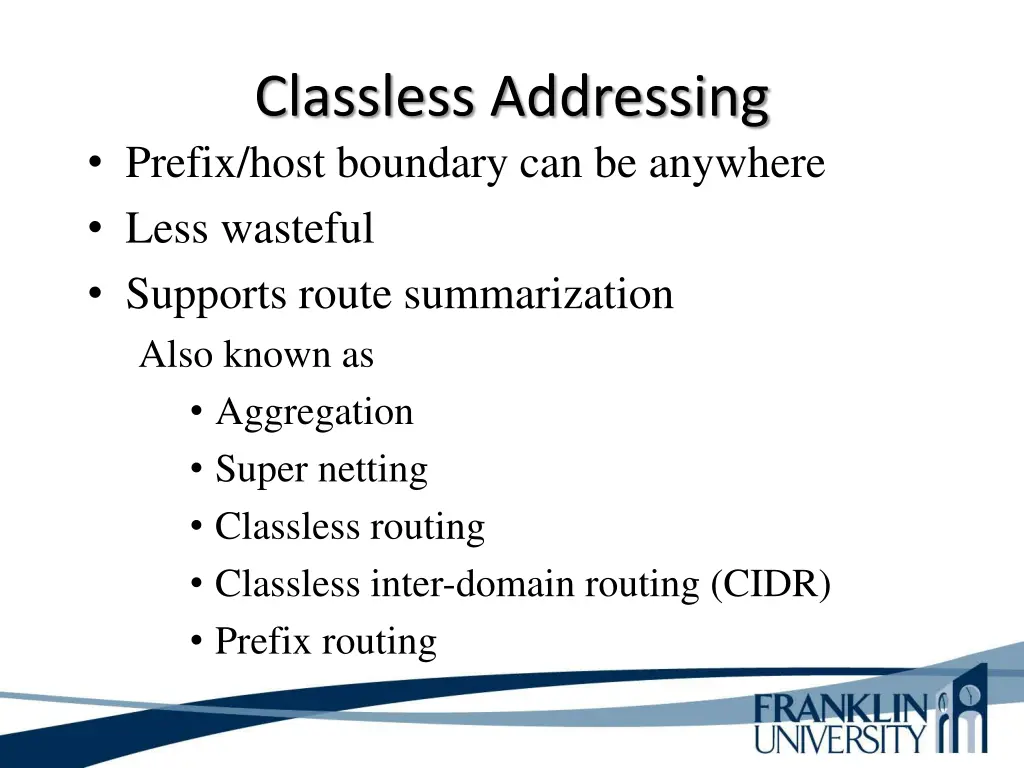 classless addressing prefix host boundary