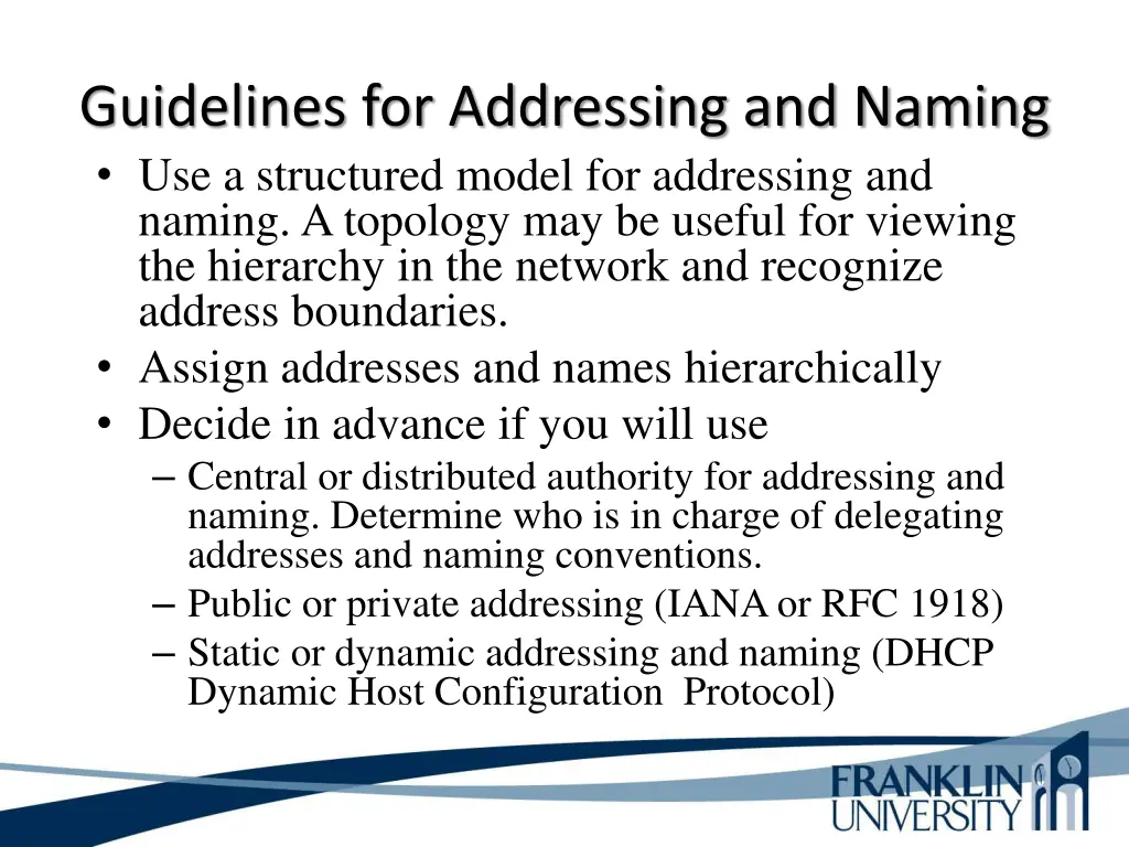 guidelines for addressing and naming
