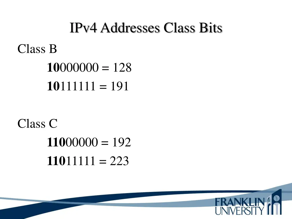 ipv4 addresses class bits