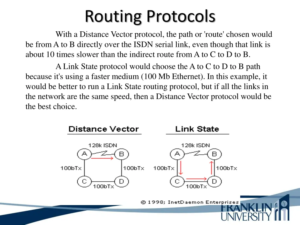routing protocols with a distance vector protocol