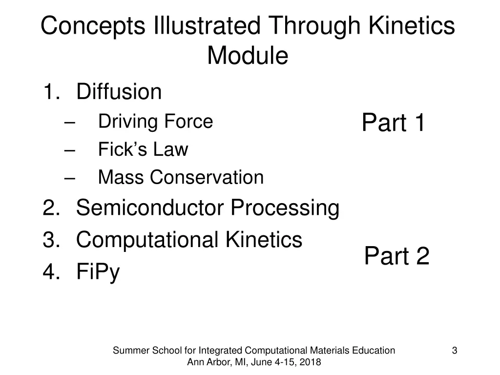 concepts illustrated through kinetics module