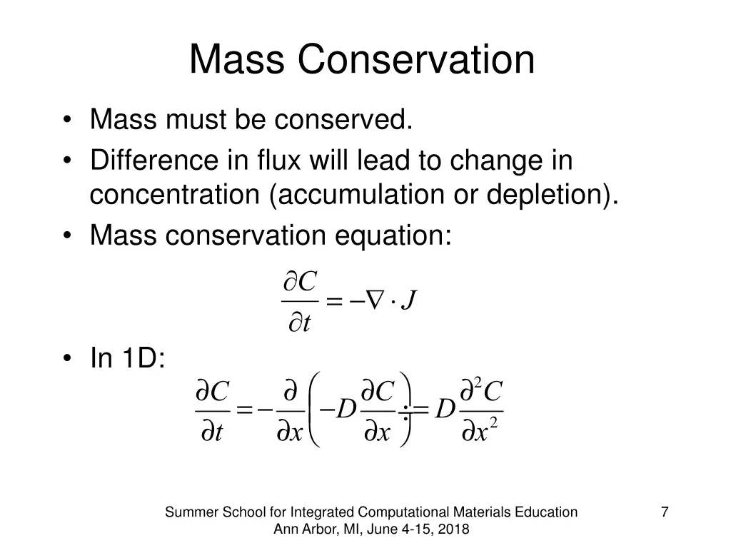 mass conservation