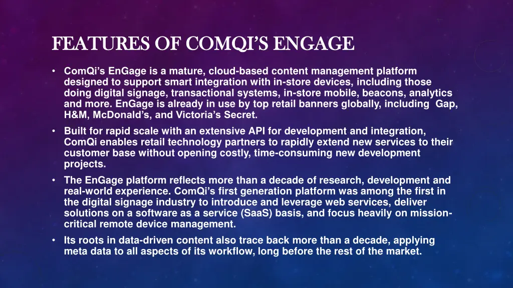 features of features of comqi s