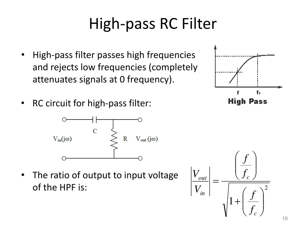 high pass rc filter