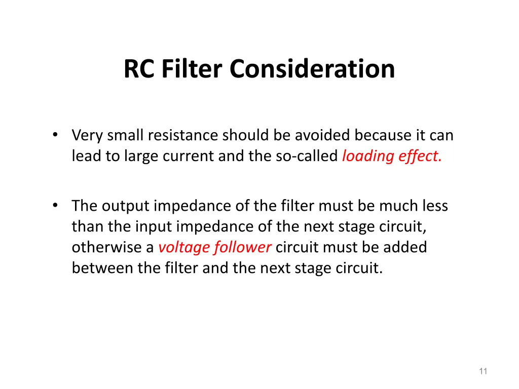 rc filter consideration