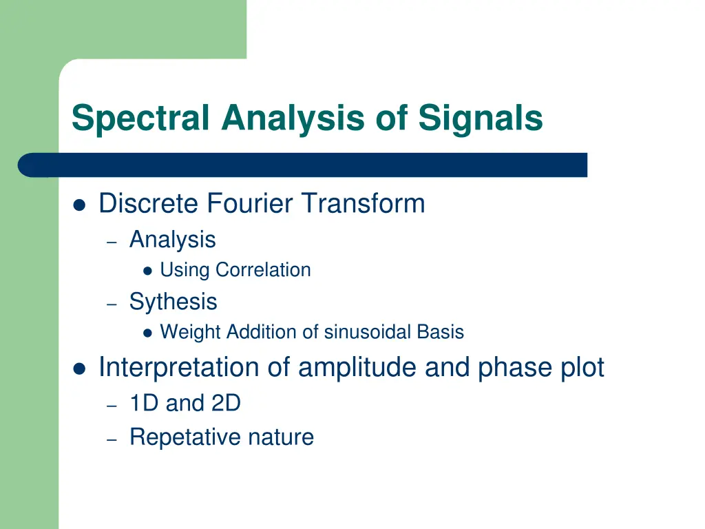 spectral analysis of signals