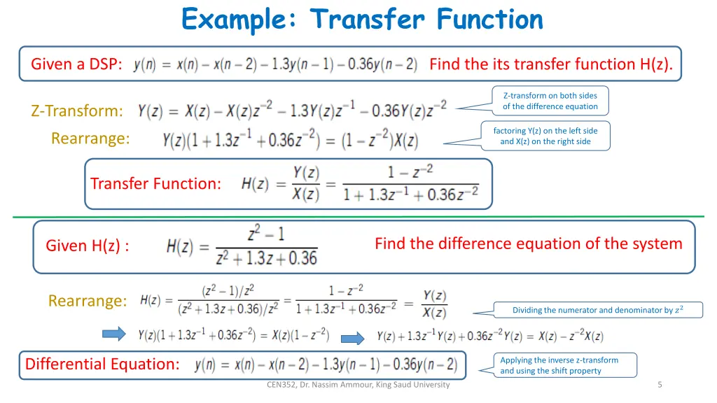 example transfer function