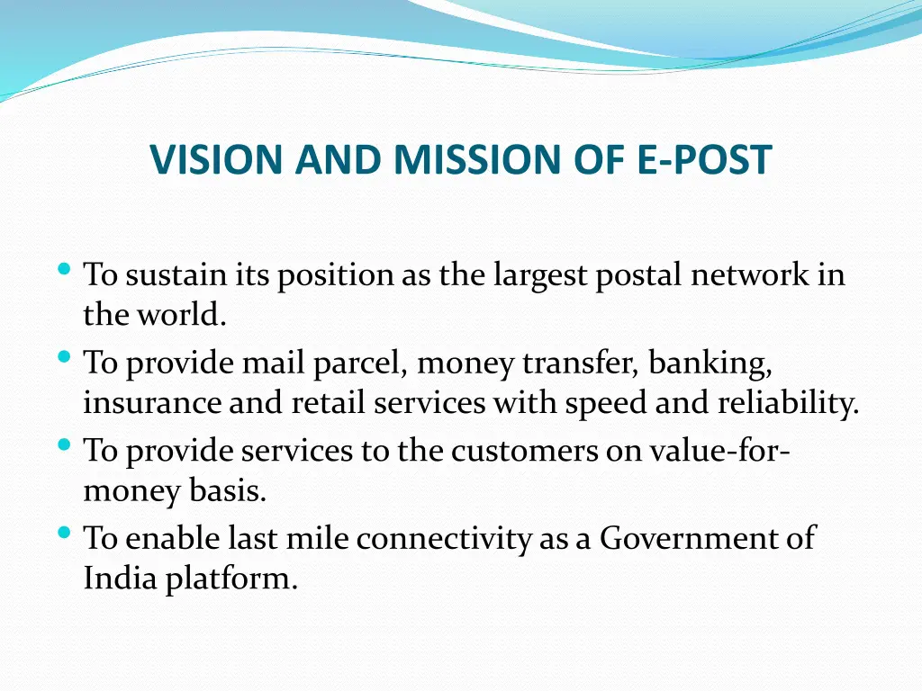vision and mission of e post