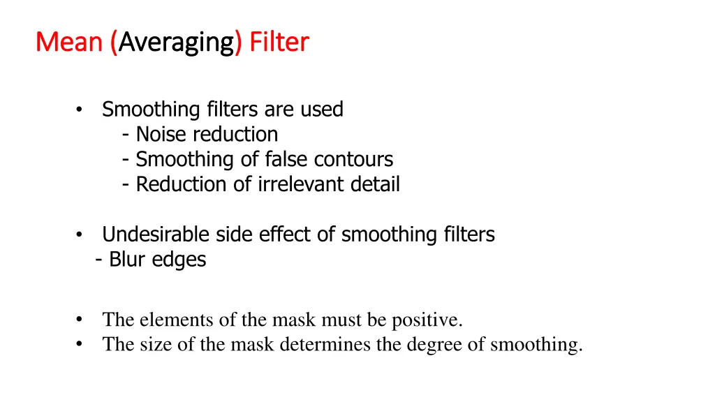 mean mean averaging averaging filter