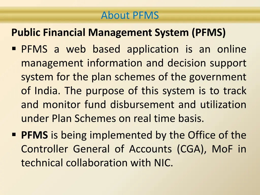 about pfms