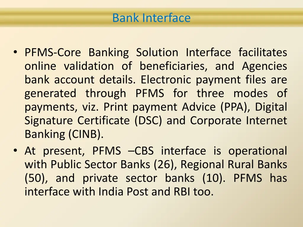 bank interface